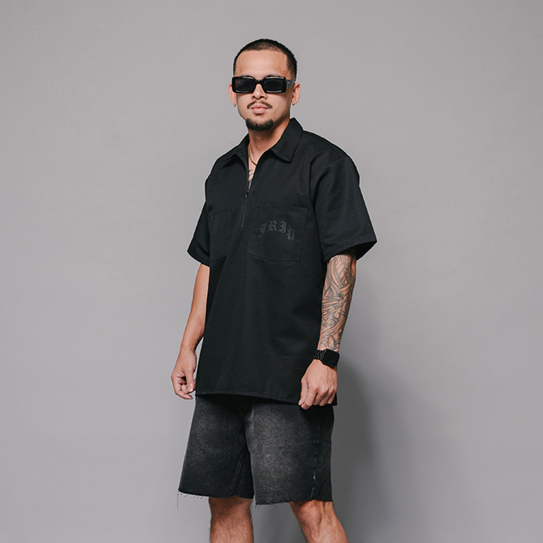 Dawg Quarter Zip Work Shirt (BLACK)