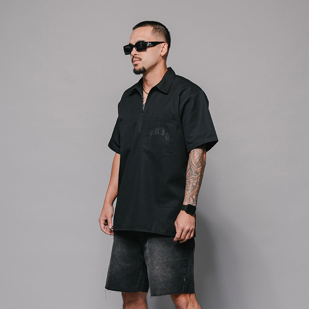 Dawg Quarter Zip Work Shirt (BLACK)