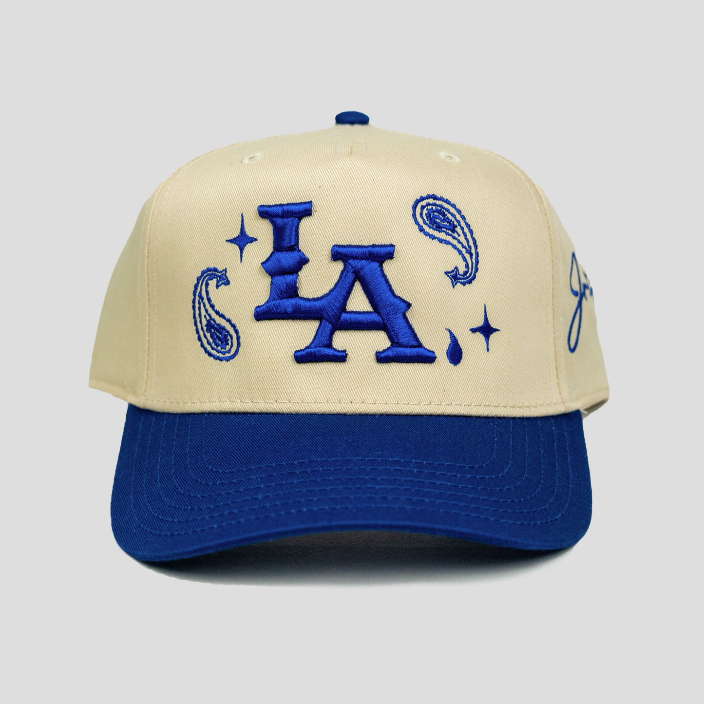 LA Paisley Snapback Hat (CREAM/BLUE)