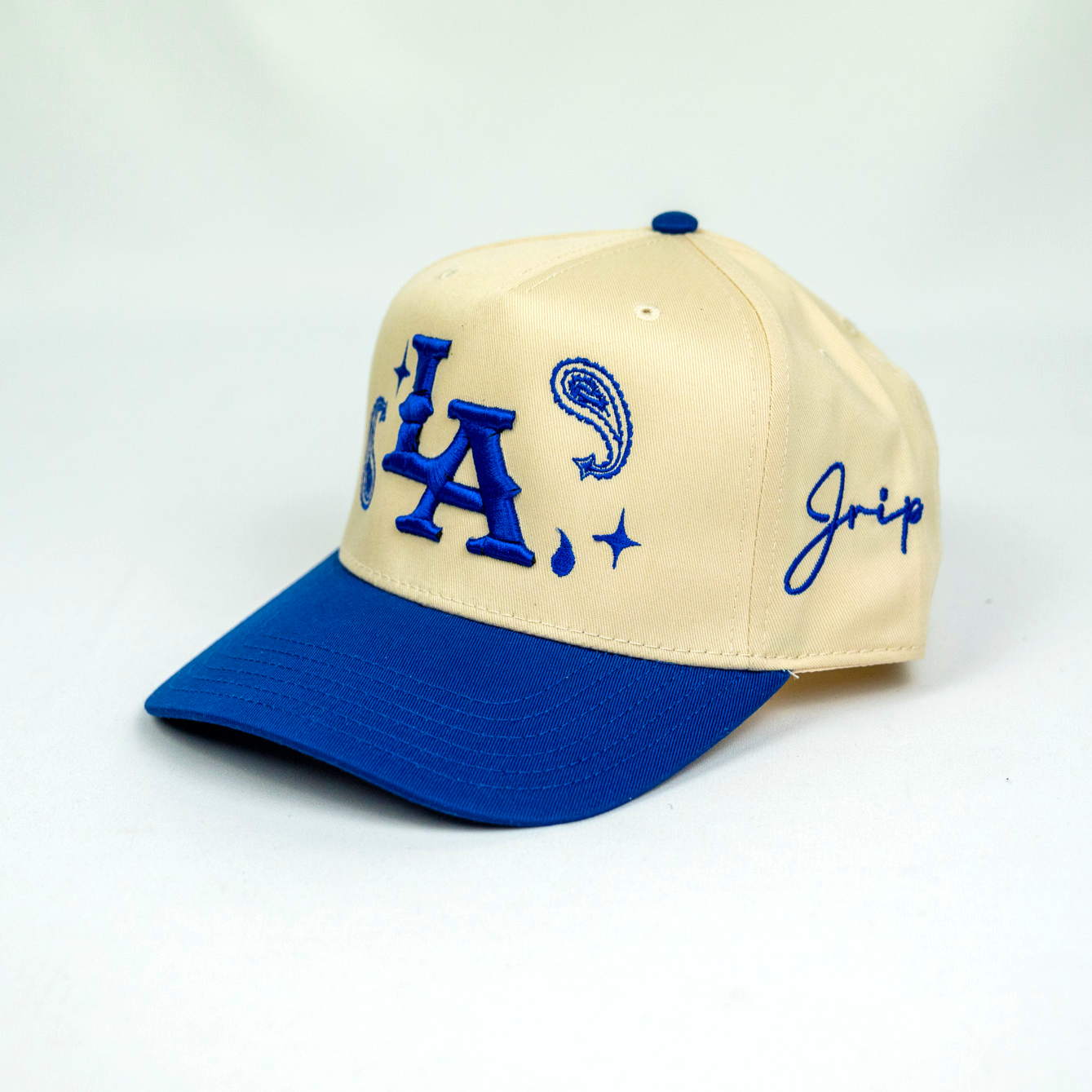 LA Paisley Snapback Hat (CREAM/BLUE)