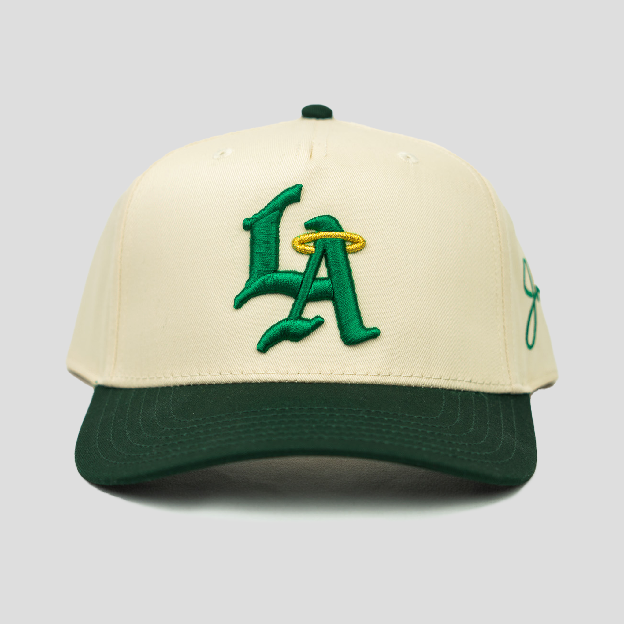 LA Halo Snapback Hat (CREAM/GREEN)