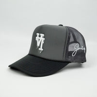 LA Dripping Trucker Hat (CHARCOAL/BLACK)