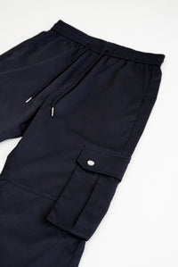 Button-Snap Bottom Cargo Pants (BLACK)