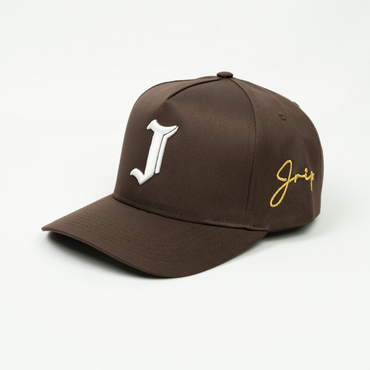 "J" Signature Snapback Hat (BROWN)