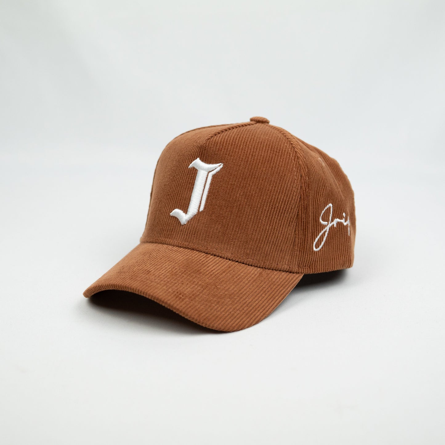 "J" Signature Snapback Hat (BROWN CORDUROY)