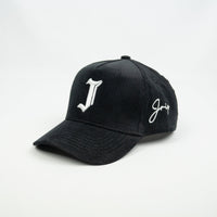 "J" Signature Snapback Hat (BLACK CORDUROY)