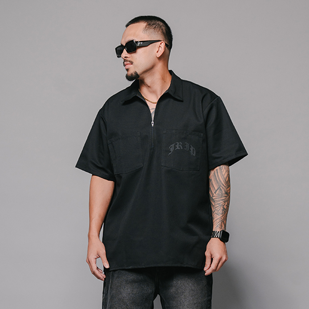 Dawg Quarter Zip Work Shirt (BLACK)