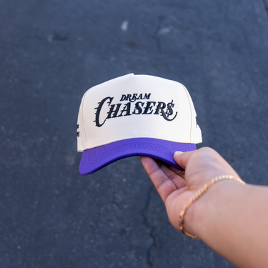Dream Chasers Snapback Hat (CREAM/PURPLE)