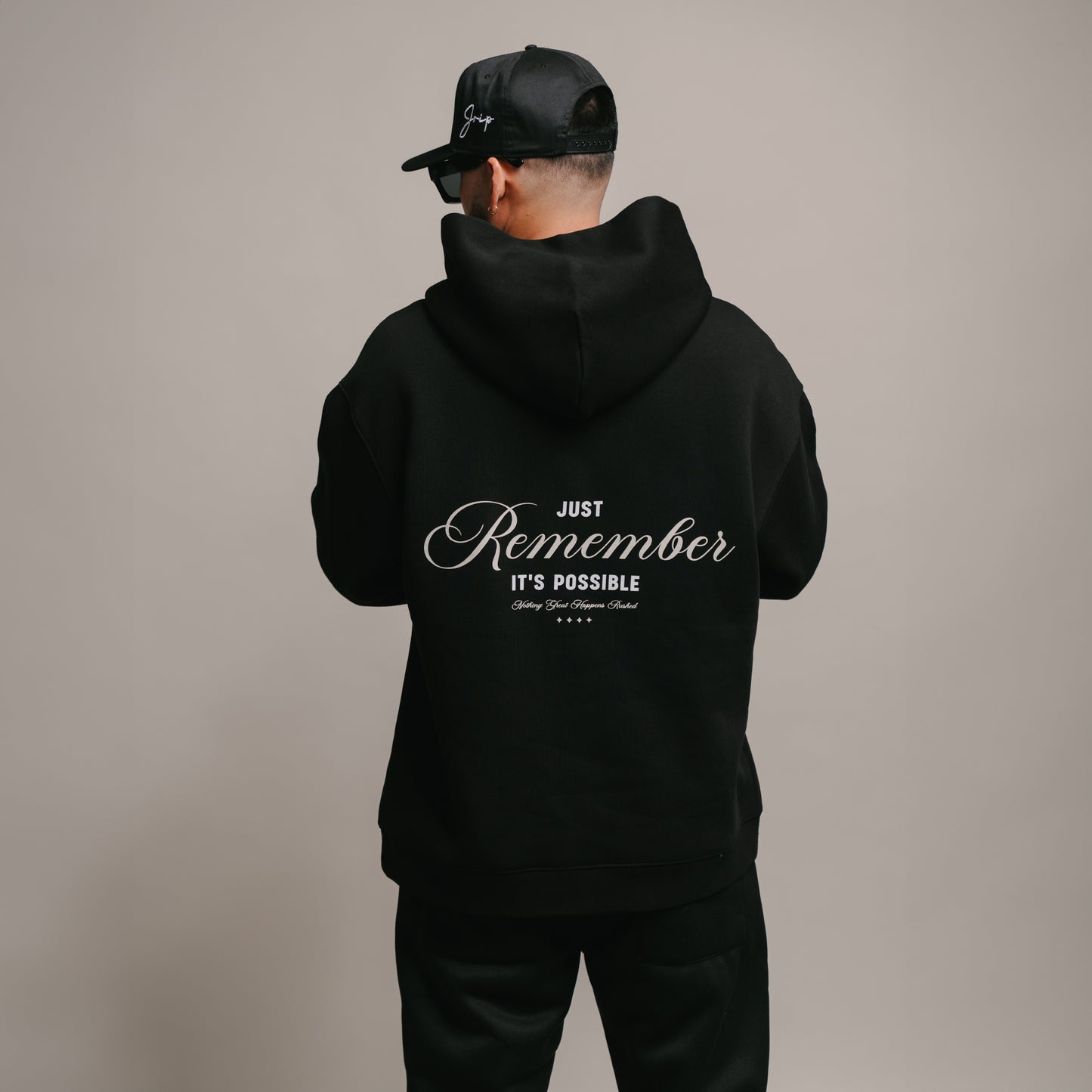 Just Remember Quarter Zip Hoodie (BLACK)