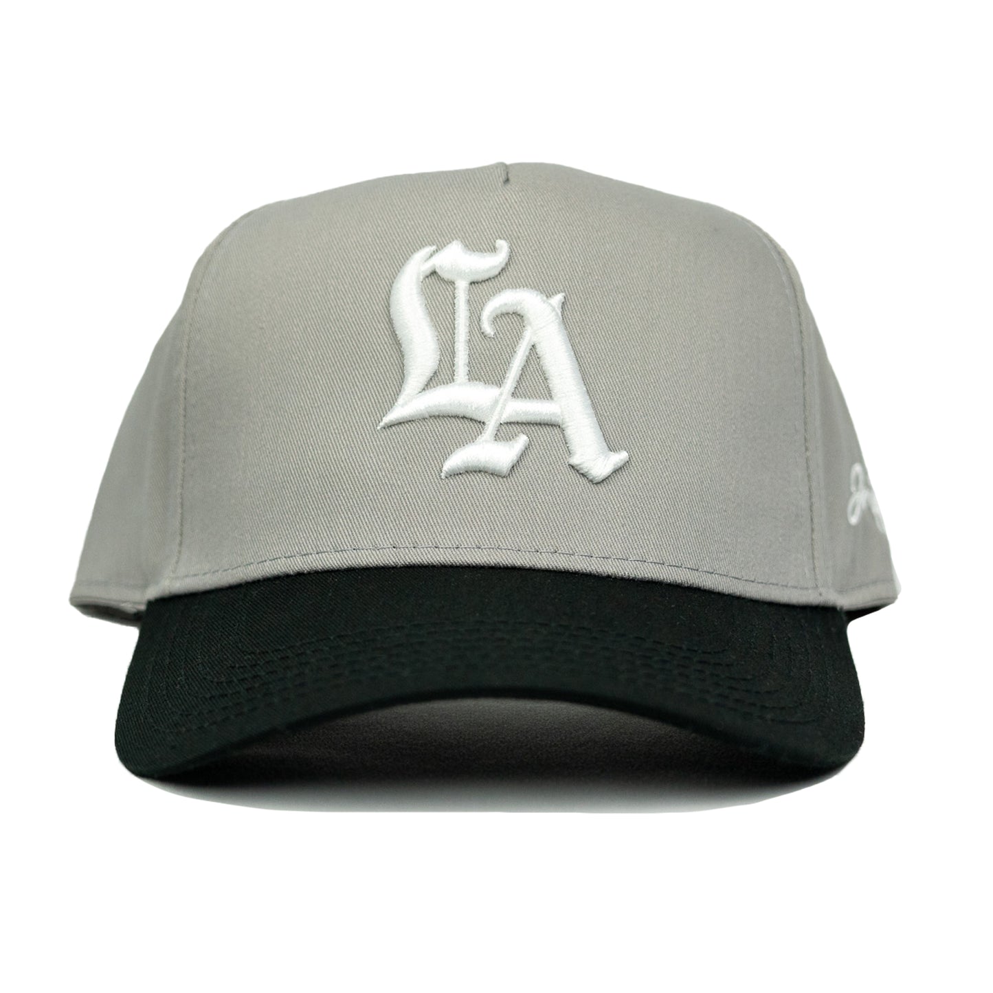 Old English LA Snapback Hat (GREY/BLACK)