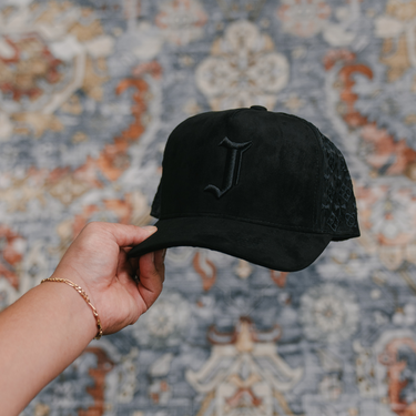 "J" Signature Monogram Snapback Hat (BLACK)