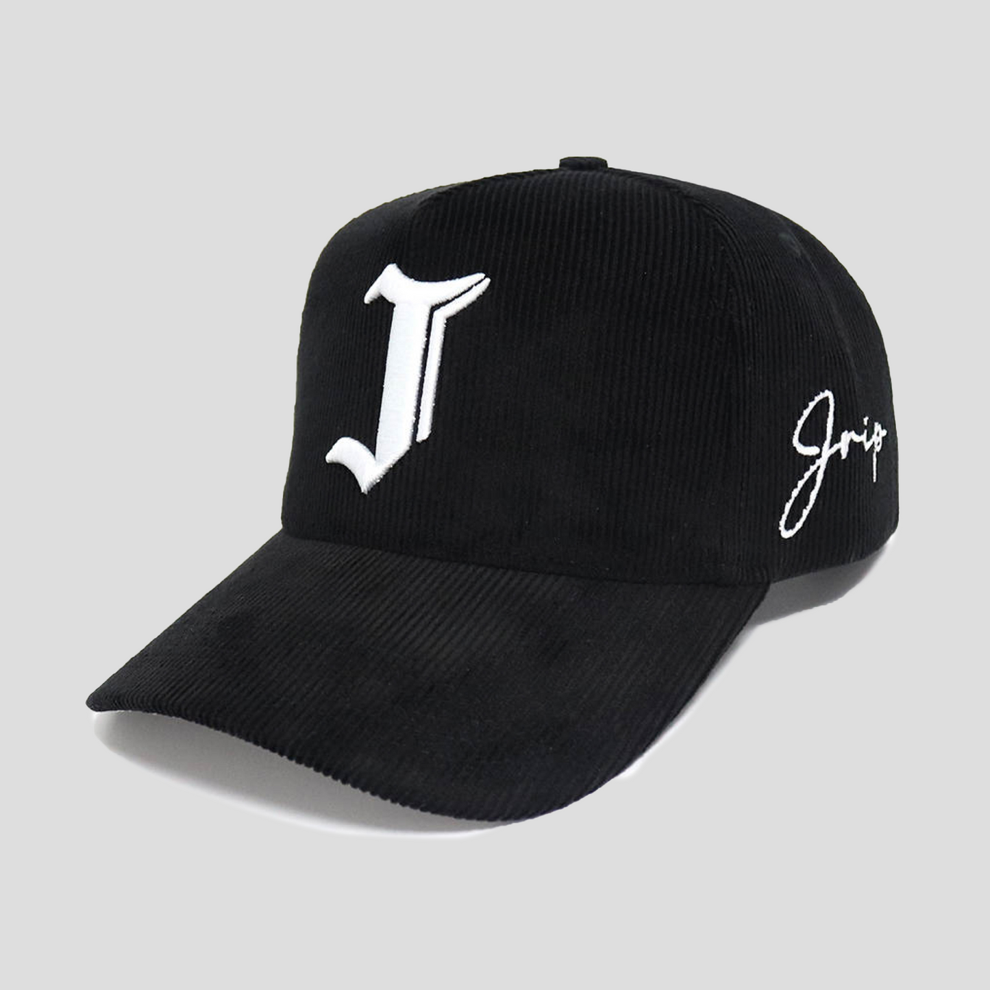 J Logo Premium Snapback Hat (BLACK CORDUROY)