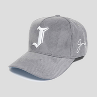 J Logo Premium Snapback Hat (GREY CORDUROY)