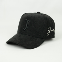 "J" Signature Snapback Hat (BLACK/BLACK CORDUROY)