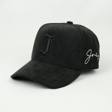 "J" Signature Snapback Hat (BLACK/BLACK CORDUROY)