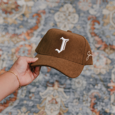 "J" Signature Snapback Hat (BROWN CORDUROY)