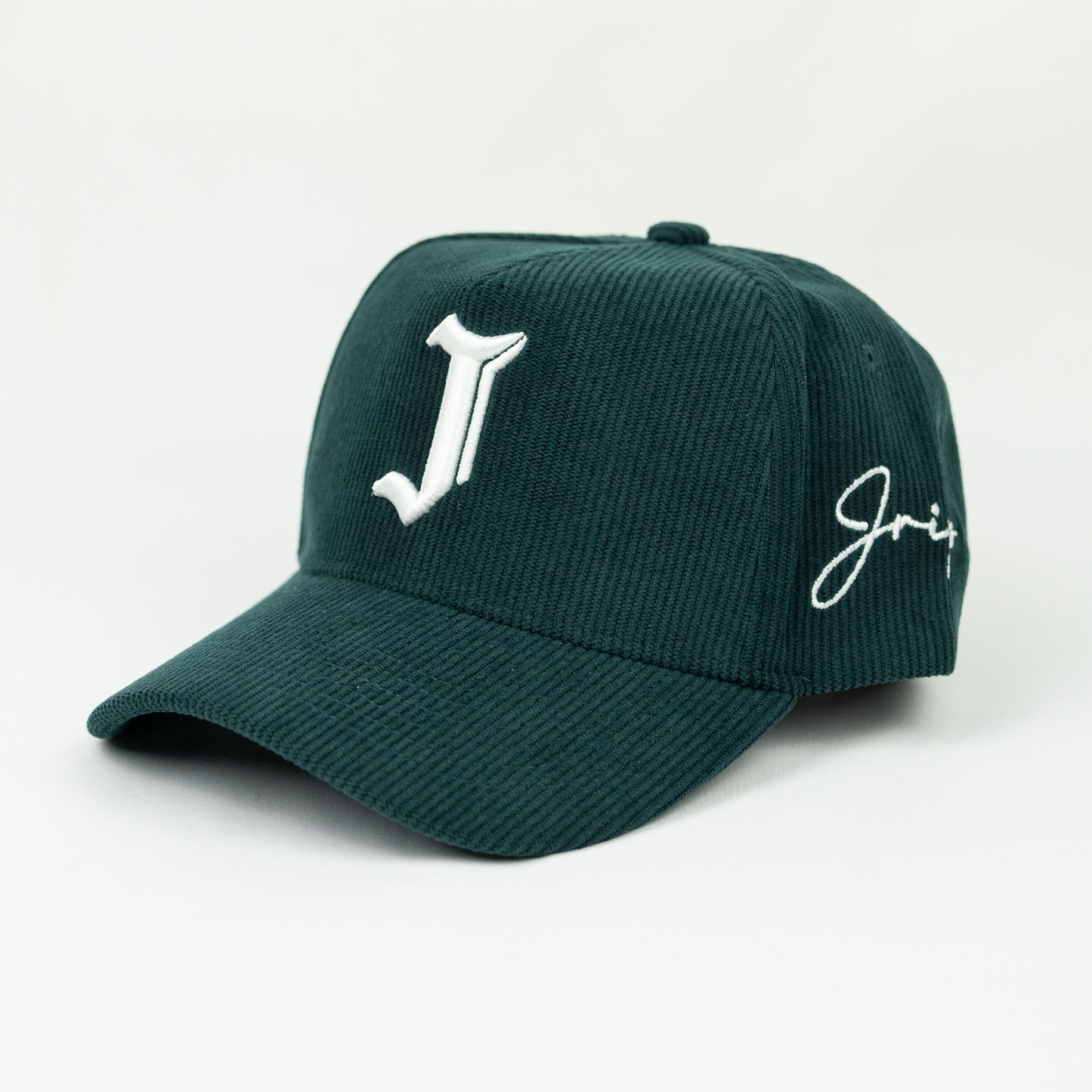 "J" Signature Snapback Hat (DARK GREEN CORDUROY)