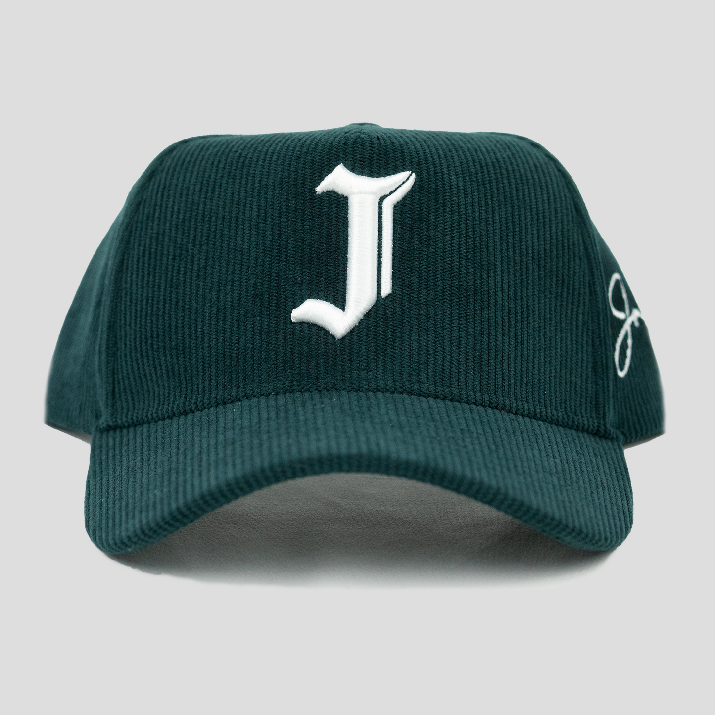 "J" Signature Snapback Hat (DARK GREEN CORDUROY)