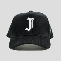 "J" Signature Snapback Hat (BLACK CORDUROY)