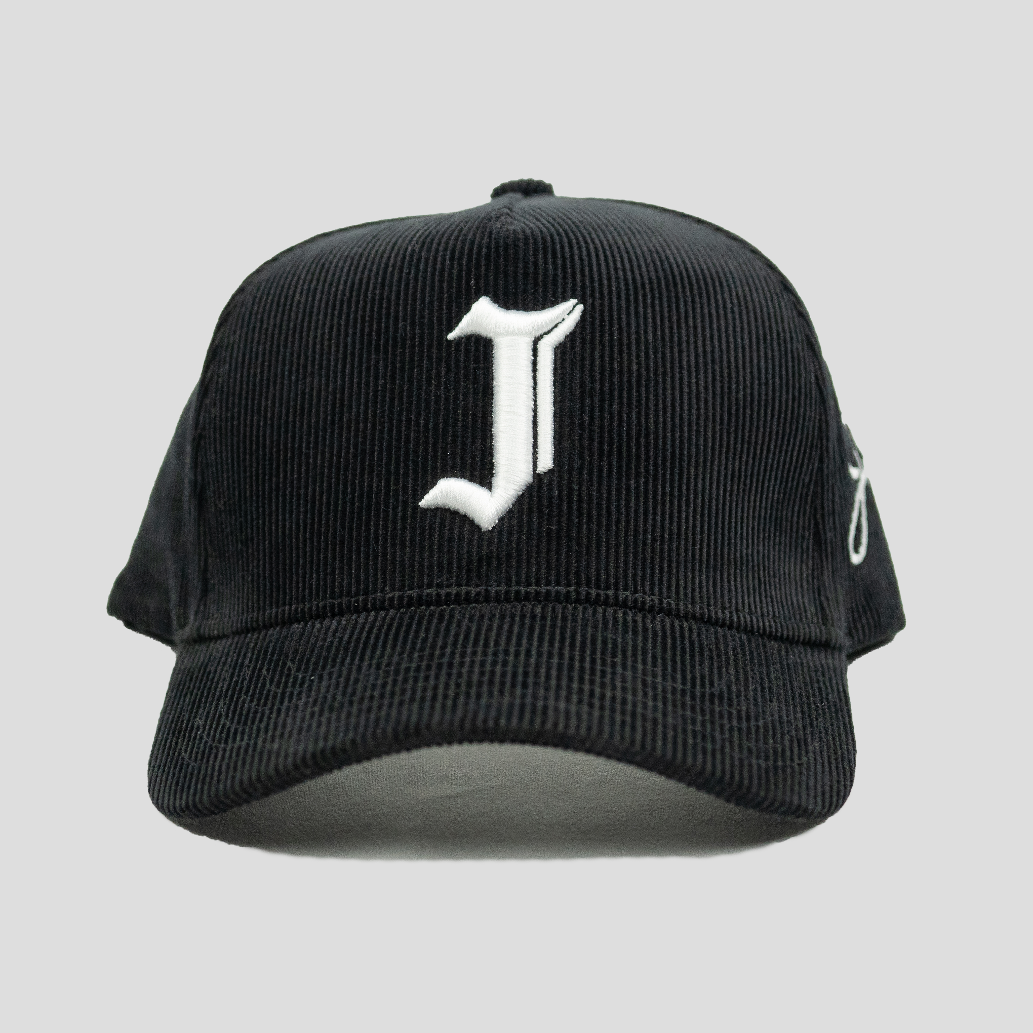 "J" Signature Snapback Hat (BLACK CORDUROY)
