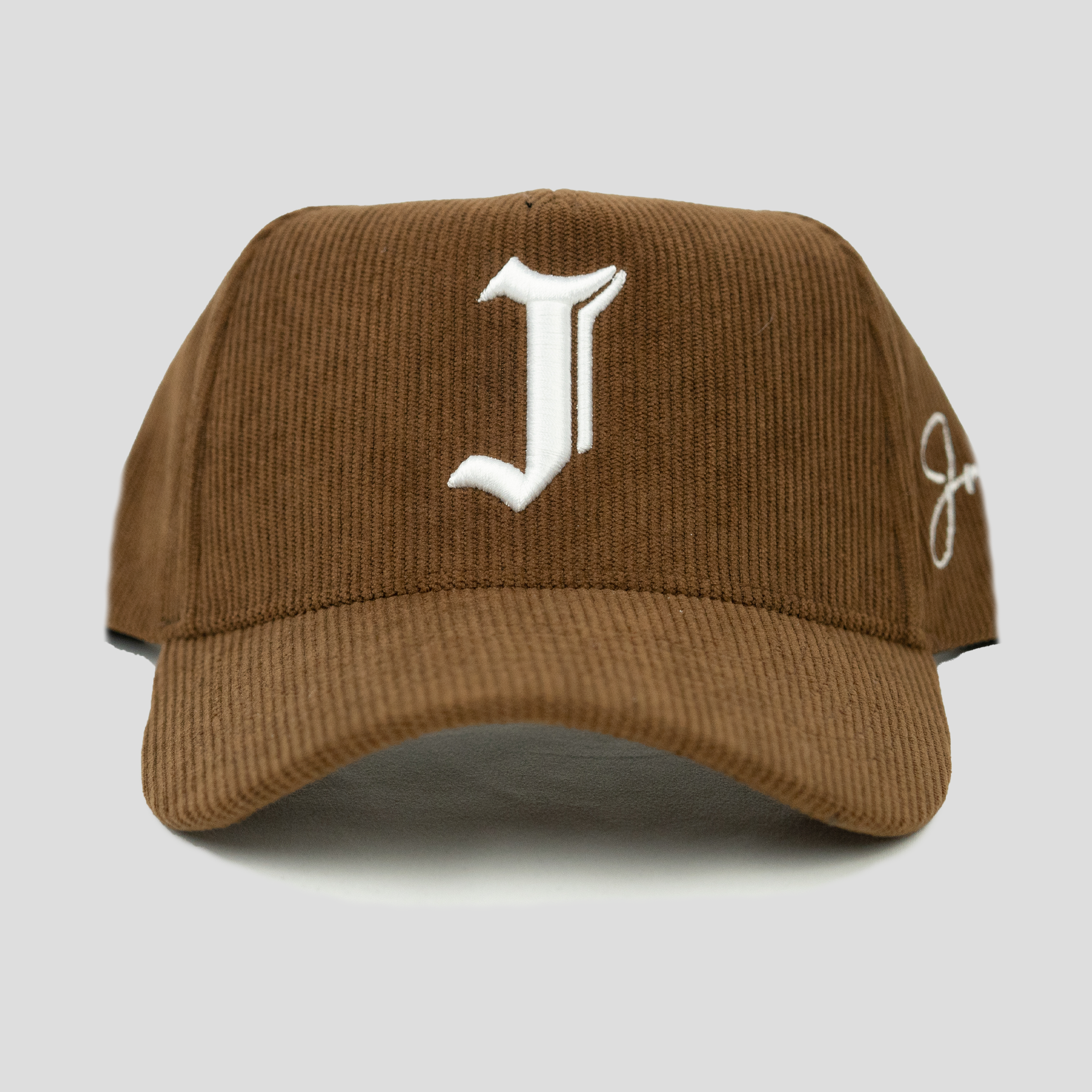 "J" Signature Snapback Hat (BROWN CORDUROY)