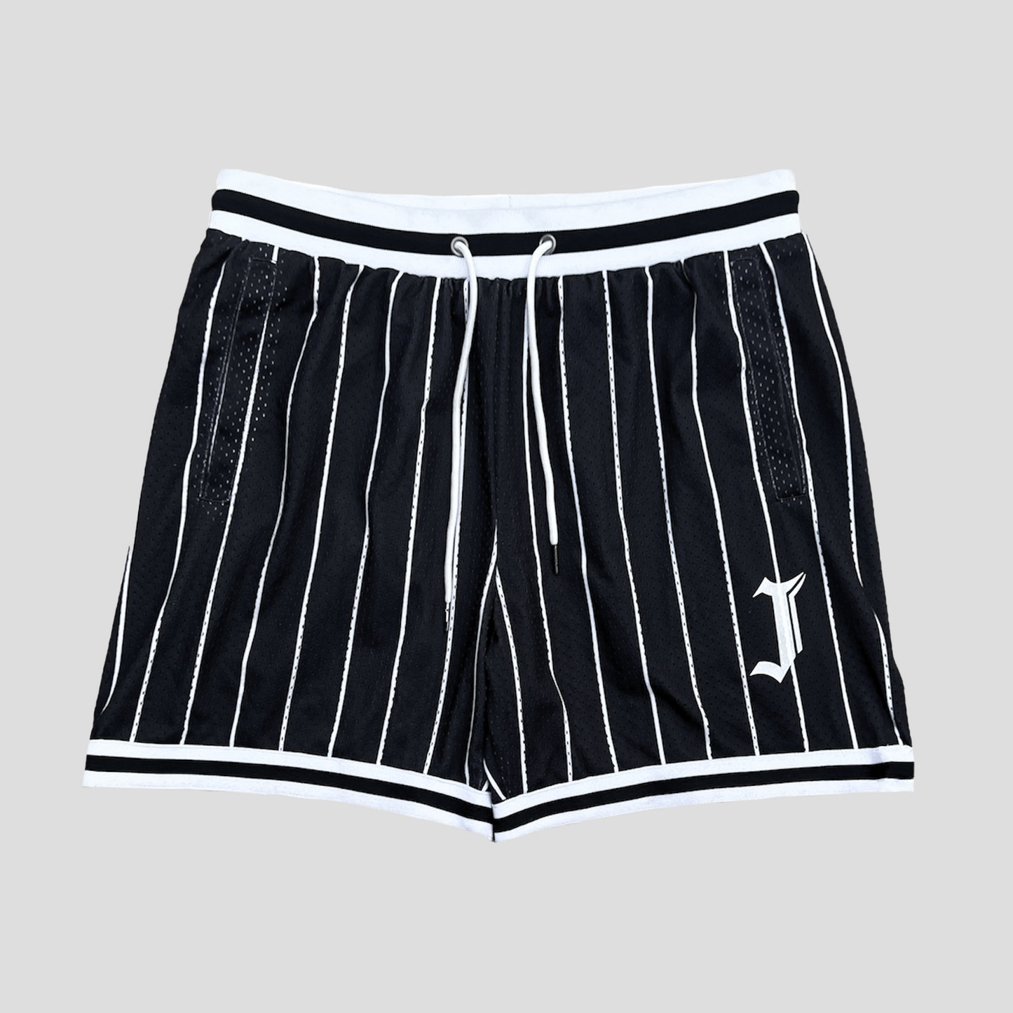 J Pinstripe Mesh Shorts (BLACK)