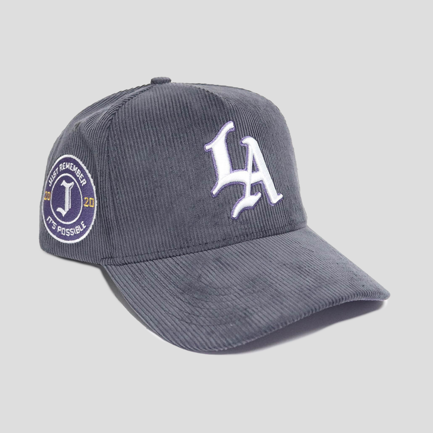 LA Premium Snapback Hat (GREY CORDUROY)