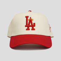 LA Halo Snapback Hat (CREAM/RED)