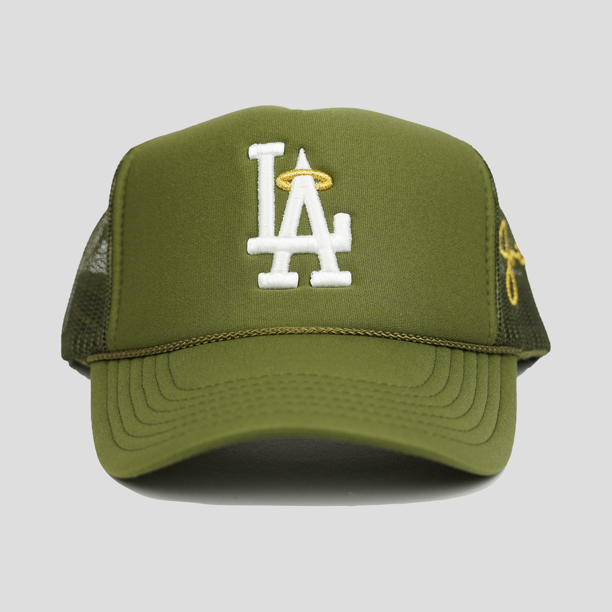 LA Halo Trucker Hat (OLIVE GREEN)