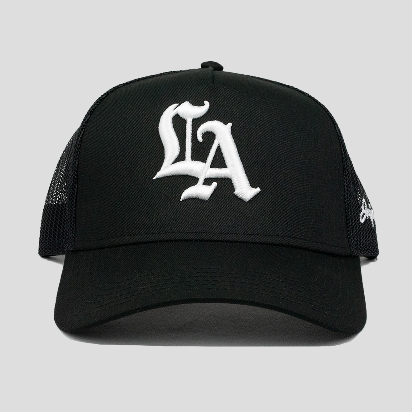 Old English LA Structured Trucker Hat (BLACK)