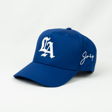 Old English LA Snapback Hat (BLUE)