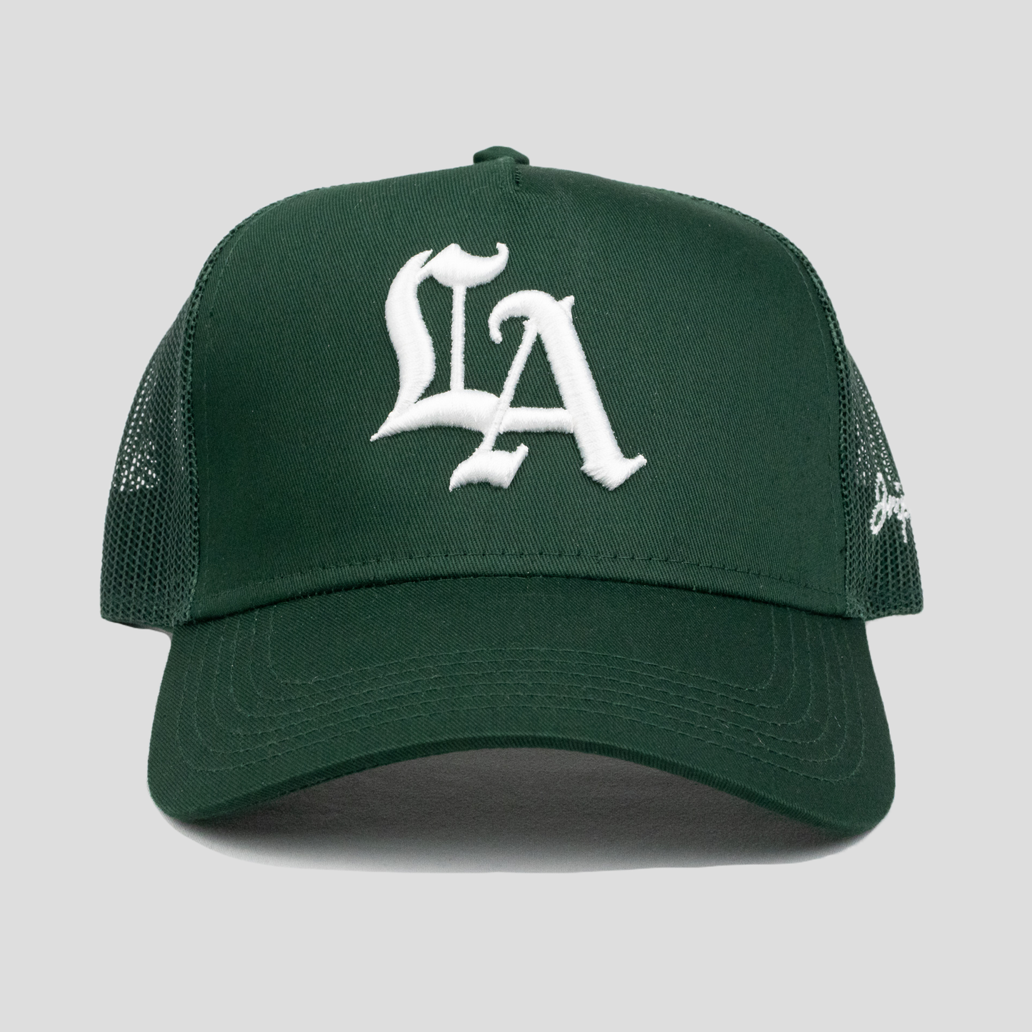 Old English LA Structured Trucker Hat (GREEN)