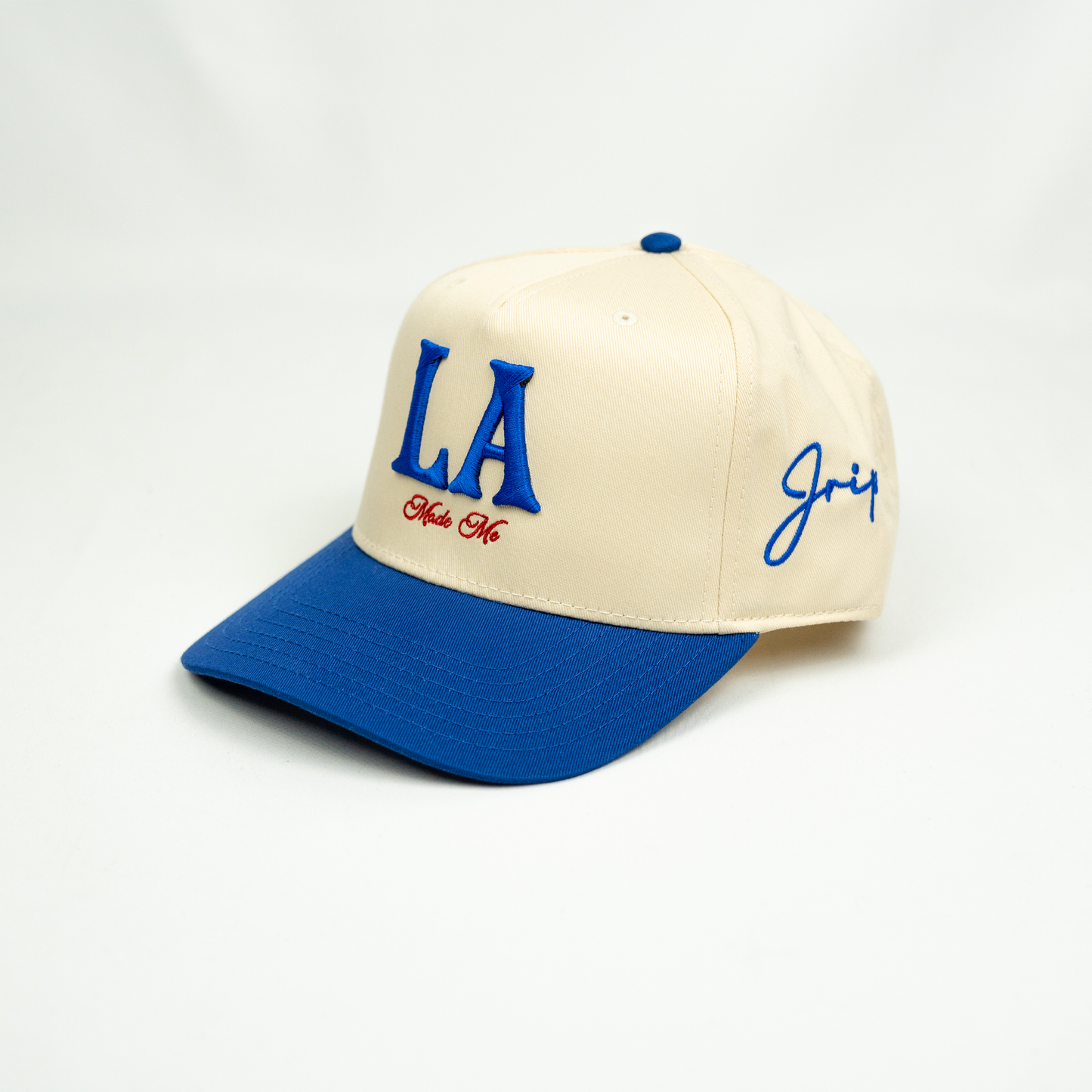 LA Made Me Snapback Hat (CREAM/BLUE)