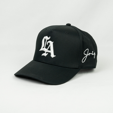 Old English LA Snapback Hat (BLACK)