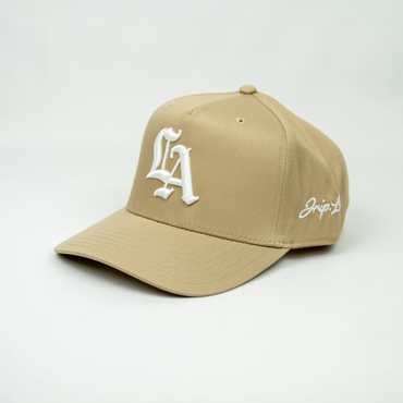Old English LA Snapback Hat (KHAKI)