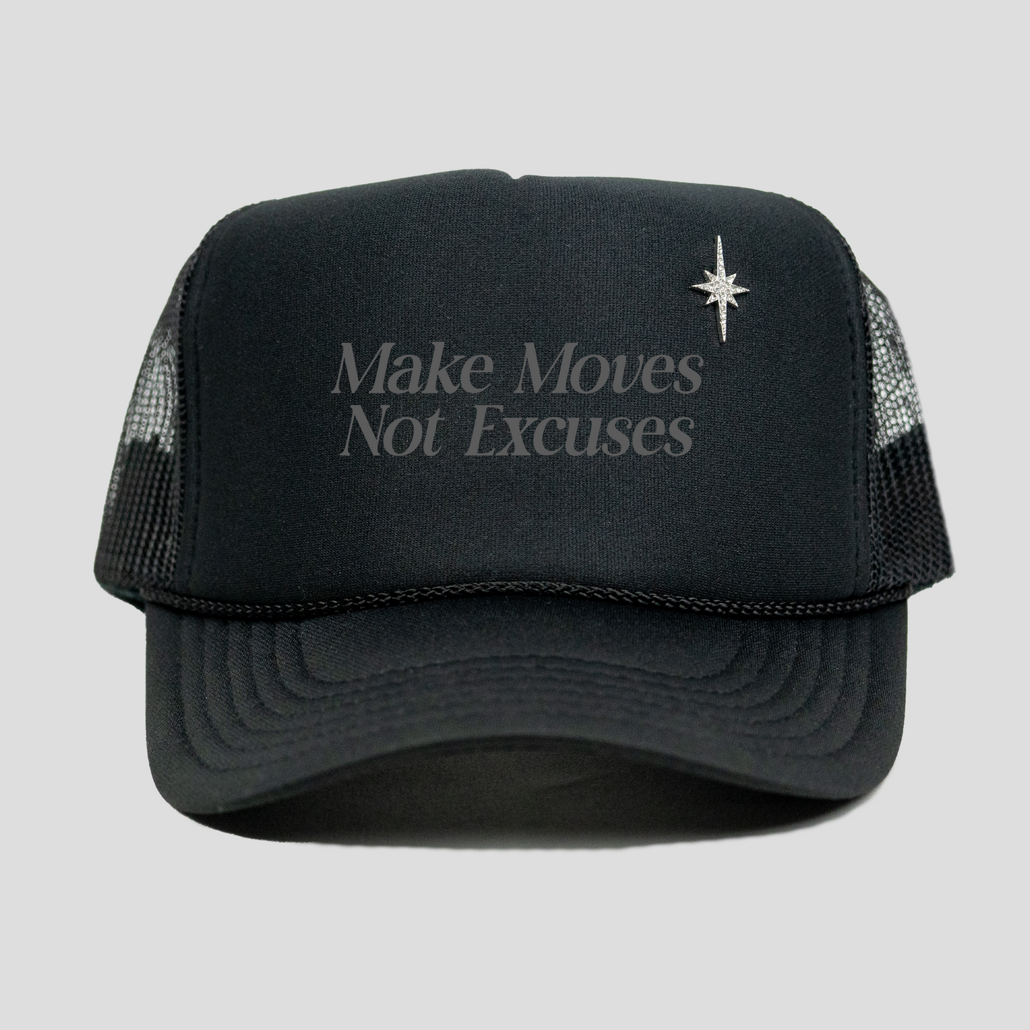 Make Moves Trucker Hat (BLACK/BLACK)