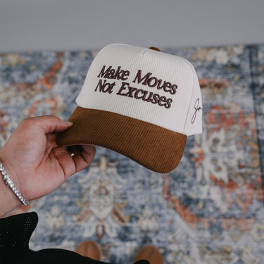 Make Moves Snapback Hat (CREAM/BROWN CORDUROY)
