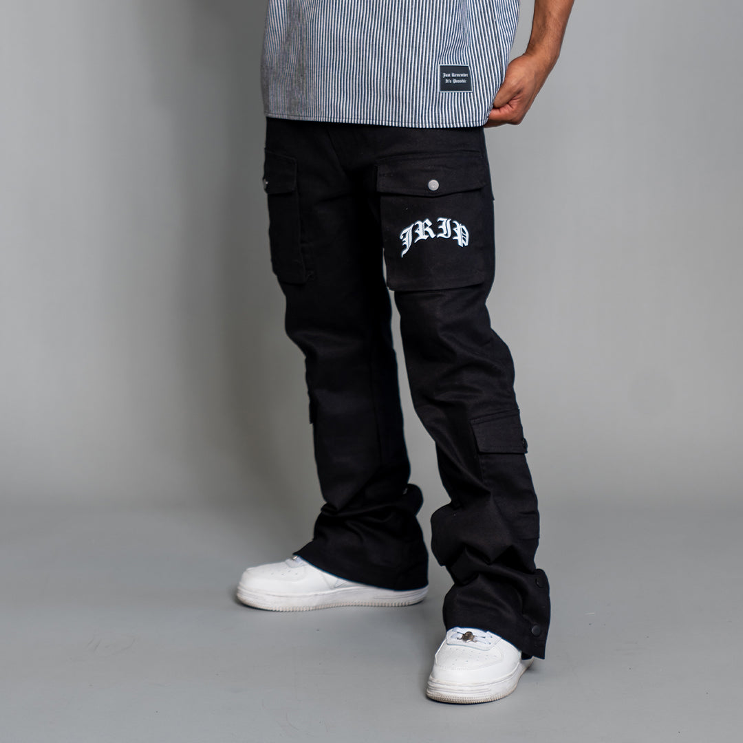 Jrip Button Snap Cargo Pants (BLACK)