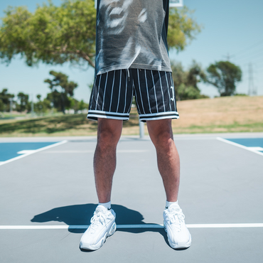 J Pinstripe Mesh Shorts (BLACK)