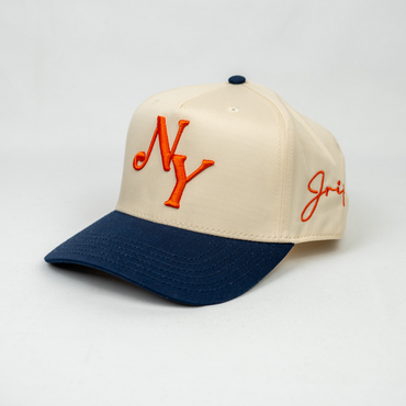 NY Big Apple Snapback Hat (CREAM/NAVY)