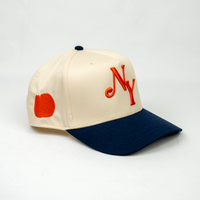 NY Big Apple Snapback Hat (CREAM/NAVY)