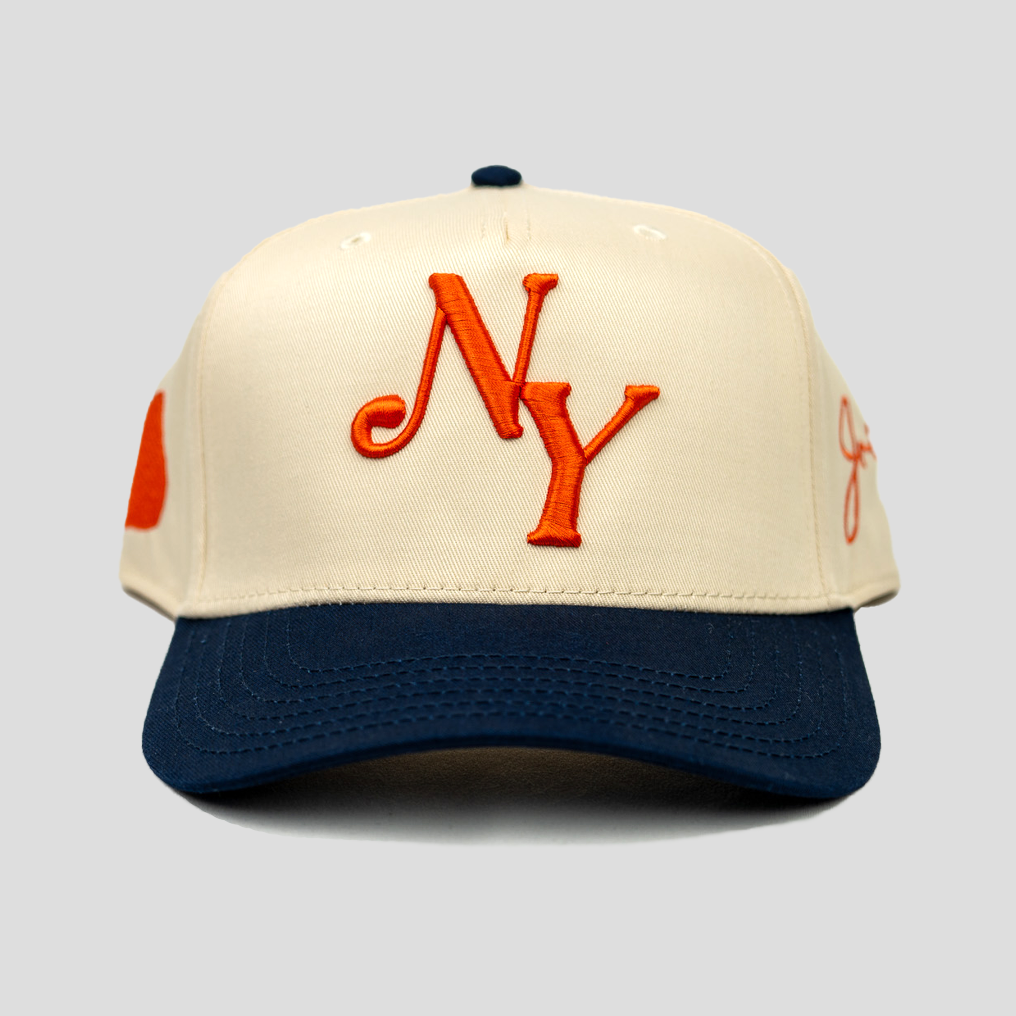 NY Big Apple Snapback Hat (CREAM/NAVY)