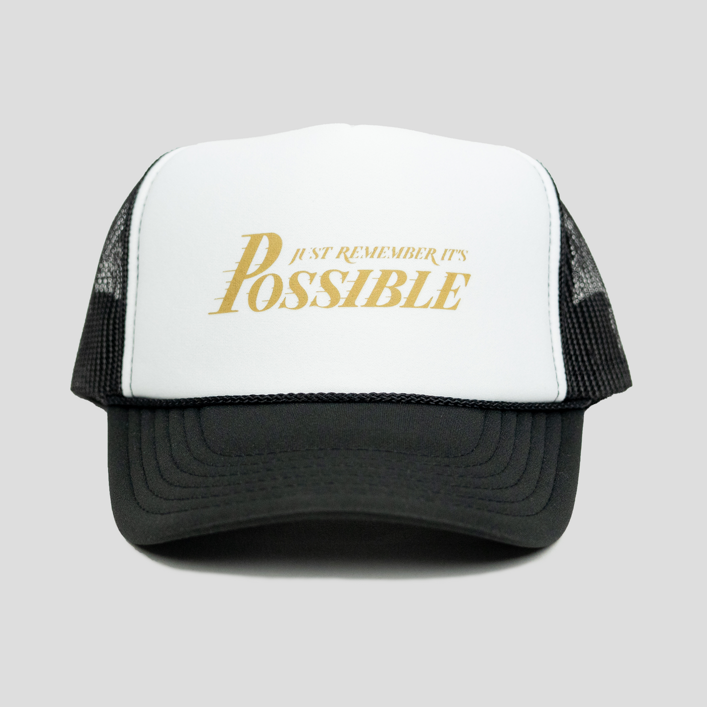 Possible Trucker Hat (BLACK/WHITE/GOLD)