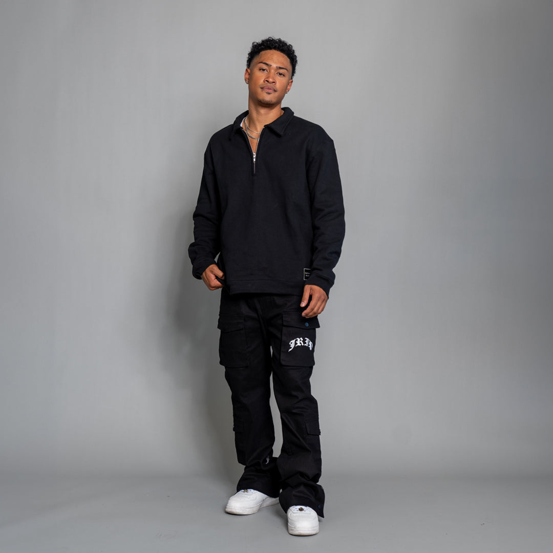 Quarter Zip Polo Long Sleeve (BLACK)