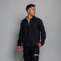 Quarter Zip Polo Long Sleeve (BLACK)