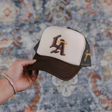 LA Halo Trucker Hat (TAN/BROWN)