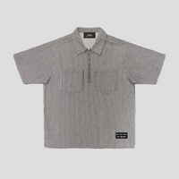 Pinstripe Quarter Zip Work Shirt (GREY/BLACK)