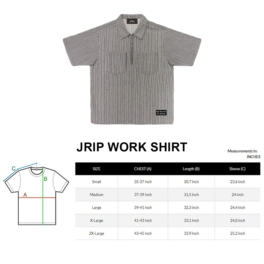 Pinstripe Quarter Zip Work Shirt (GREY/BLACK)