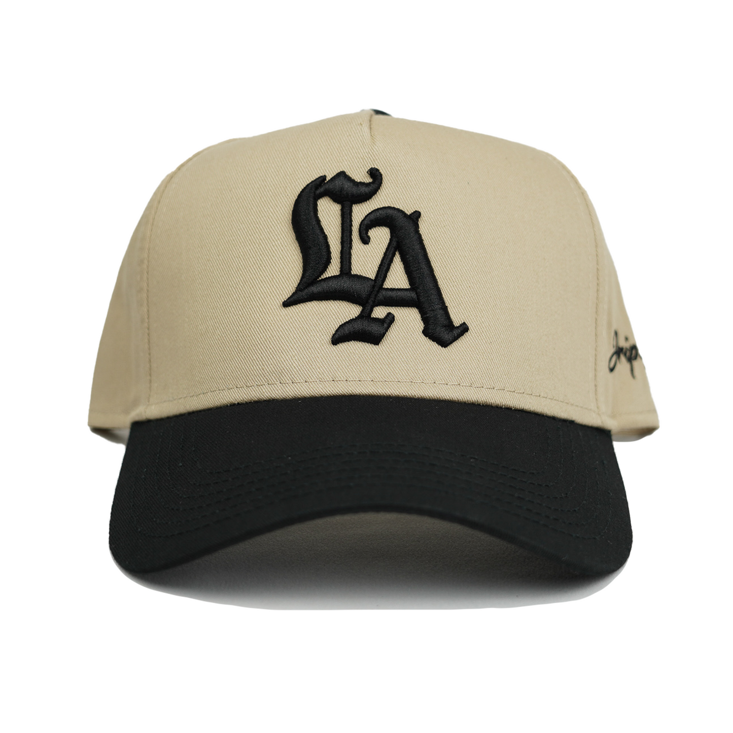 Old English LA Snapback Hat (KHAKI/BLACK)