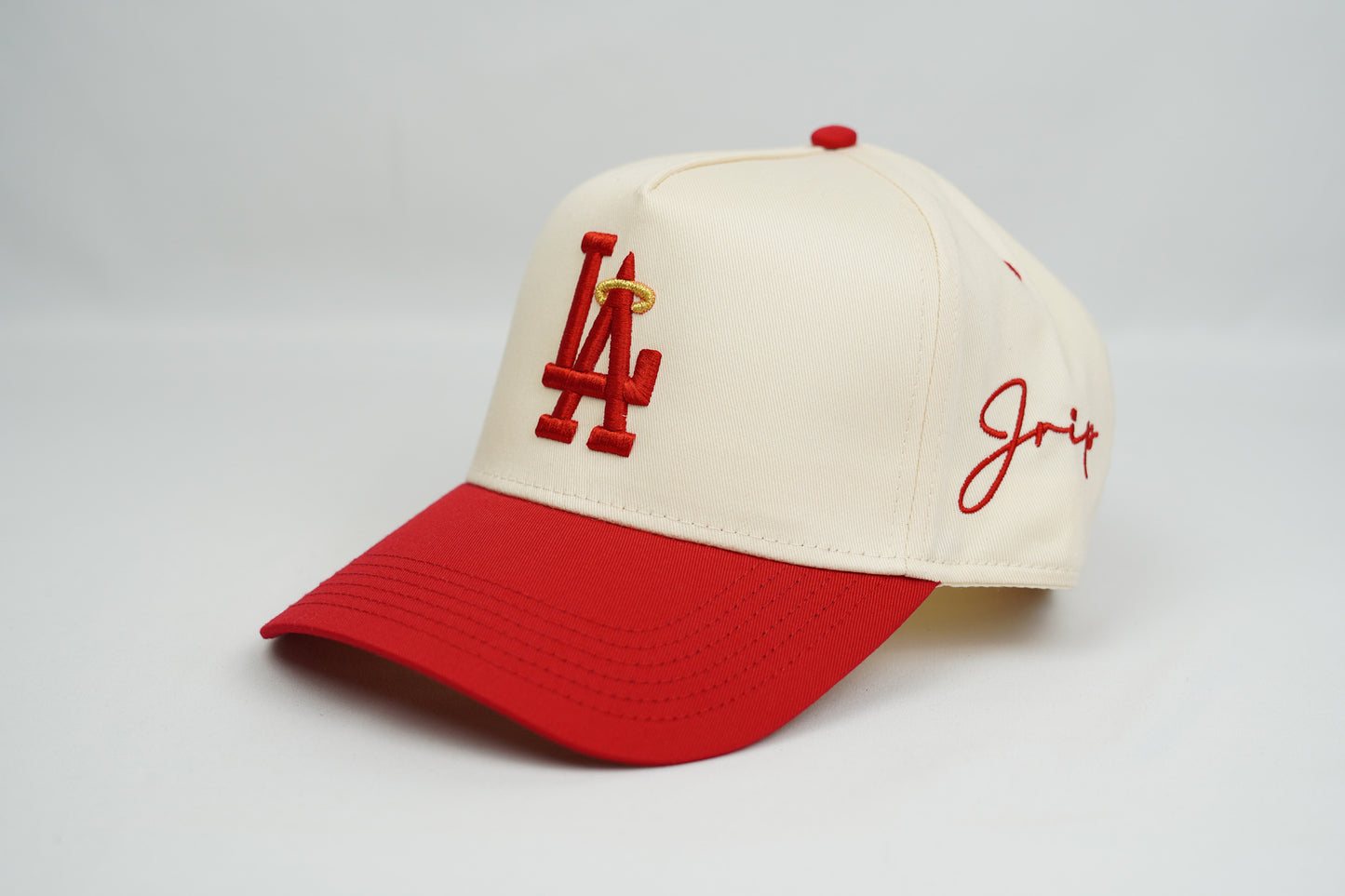 LA Halo Snapback Hat (CREAM/RED)